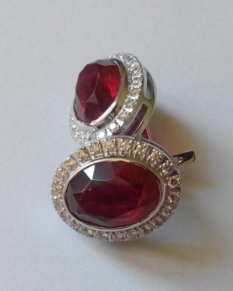 Золотые серьги с рубином на заказ