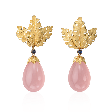 Золотые серьги с кварцем и сапфирами