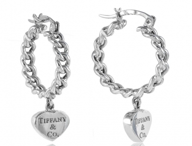 Серьги подвески Tiffany из белого золота