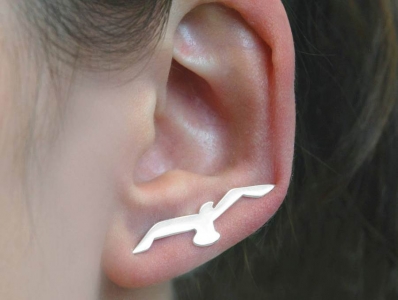 серьги каффы чайка птица из золота
